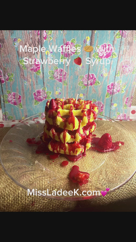 Triple Stack Maple Waffles and Strawberry 🍓 Syrup